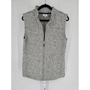 Crown & Ivy Kids Gray Heathered Collared Full-Zip Long Knitted Vest Size XL
